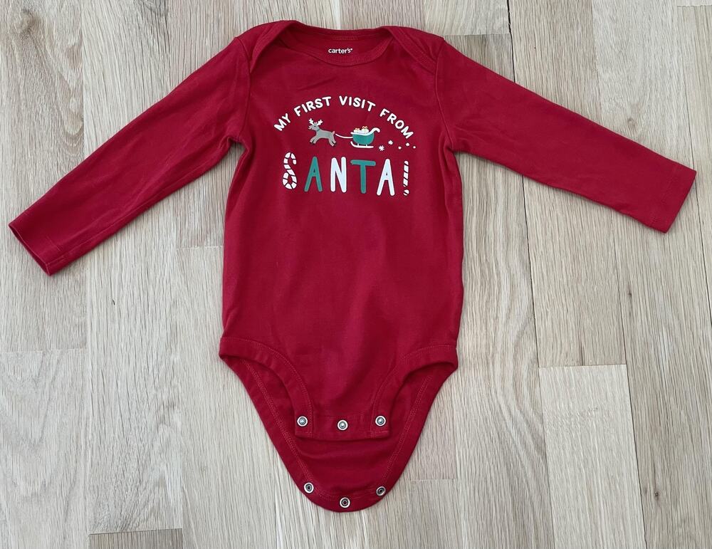 Carter's One-Piece Bodysuit Girls 18-24 Months Red Santa Claus Christmas Holiday